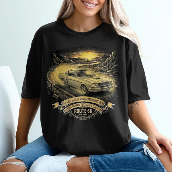 1966 Shelby GT350 T-Shirt, Route 66 Vintage Muscle Car Tee, Cobra Powered Legend, Classic Hot Rod Fastback Lover Gift