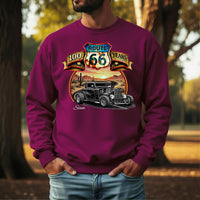 Route 66 Sweatshirt, Personalized Vintage Unisex Car Shirt, Classic Car Highway Art