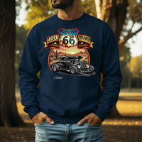 Route 66 Sweatshirt, Personalized Vintage Unisex Car Shirt, Classic Car Highway Art