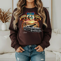 Route 66 Sweatshirt, Personalized Vintage Unisex Car Shirt, Classic Car Highway Art