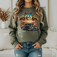 Route 66 Sweatshirt, Personalized Vintage Unisex Car Shirt, Classic Car Highway Art