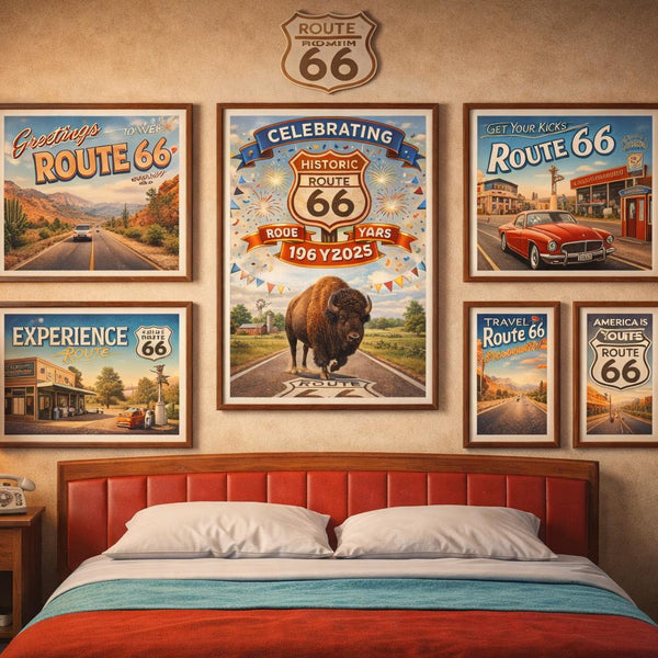 Historic Kansas Route 66 Poster, Vintage Road Trip Travel Art (Digital Download)