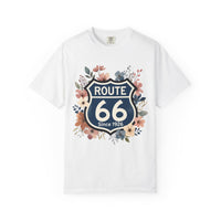 Route 66 Floral Shield T-Shirt Vintage Highway Sign Tee Road Trip Gift for her