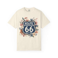 Route 66 Floral Shield T-Shirt Vintage Highway Sign Tee Road Trip Gift for her