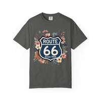 Route 66 Floral Shield T-Shirt Vintage Highway Sign Tee Road Trip Gift for her