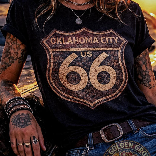 Oklahoma City Route 66 Shirt | Vintage Route 66 Tee | Retro Road Trip Shirt | Oklahoma Gift | Historic US 66 Travel Tee | Unisex Tee