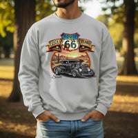Route 66 Sweatshirt, Personalized Vintage Unisex Car Shirt, Classic Car Highway Art