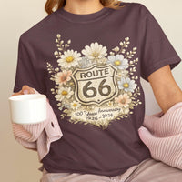 Route 66 Floral Shield 100 Years Anniversary T-Shirt, 1926-2026 Mother Road Centennial Tee, Vintage Retro Highway Travel Sweatshirt