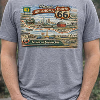 Historic Route 66 Oklahoma Map, Texola to Quapaw Vintage Travel Art (Digital Download)