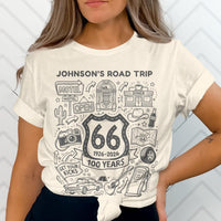 Personalized name Route 66 T-Shirts Sweatshirt: Vintage American Road Trip, Centennial Anniversary Design