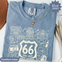 Route 66 100 Years T-Shirts Sweatshirt Vintage Americana Road Trip Doodle Design