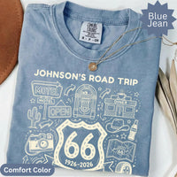 Personalized name Route 66 T-Shirts Sweatshirt: Vintage American Road Trip, Centennial Anniversary Design