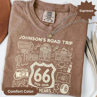 Personalized name Route 66 T-Shirts Sweatshirt: Vintage American Road Trip, Centennial Anniversary Design