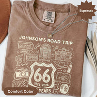 Personalized name Route 66 T-Shirts Sweatshirt: Vintage American Road Trip, Centennial Anniversary Design
