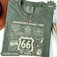 Personalized name Route 66 T-Shirts Sweatshirt: Vintage American Road Trip, Centennial Anniversary Design