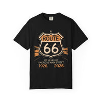 Route 66 100 Years 1926-2026 T-shirt Vintage Highway Shield Graphic Travel Tee Anniversary Shirts