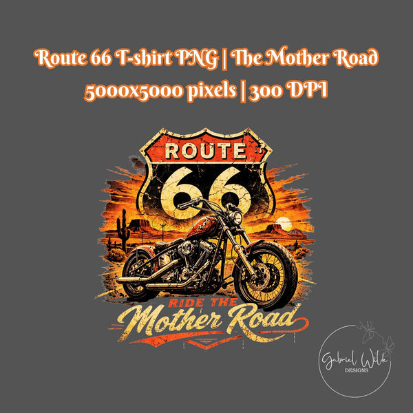 Route 66 Retro Biker T-shirt PNG, Vintage Centennial Americana Road Trip digital download, Men's Graphic, Classic Biker, Adventure Image