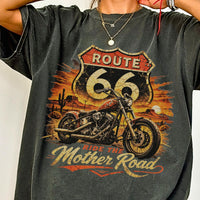 Route 66 Retro Biker T-shirt PNG, Vintage Centennial Americana Road Trip digital download, Men's Graphic, Classic Biker, Adventure Image