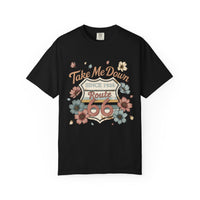 Route 66 Road Trip Shirt Take Me Down Route 66 Tee Vintage Floral Travel Shirt USA Highway 66 Gift Comfort Colors Graphic Tee