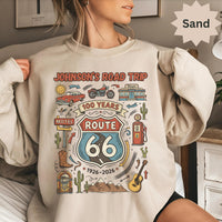 Custom Name Route 66 T-Shirts: Retro Road Trip Centenary, Classic Car Motorcycle Diner