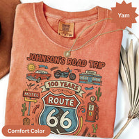Custom Name Route 66 T-Shirts: Retro Road Trip Centenary, Classic Car Motorcycle Diner