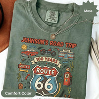 Custom Name Route 66 T-Shirts: Retro Road Trip Centenary, Classic Car Motorcycle Diner