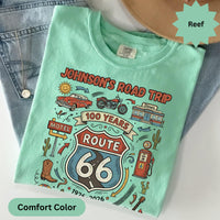 Custom Name Route 66 T-Shirts: Retro Road Trip Centenary, Classic Car Motorcycle Diner