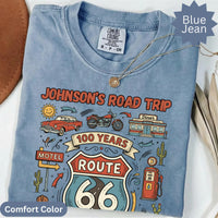 Custom Name Route 66 T-Shirts: Retro Road Trip Centenary, Classic Car Motorcycle Diner