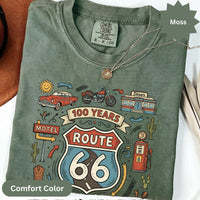 Route 66 Centennial T-Shirt: Vintage Americana Road Trip, Classic Car Motorcycle