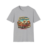America Road-Trippin' Eagle Driving Vintage Car T-Shirt | Route 66 Graphic