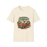 America Road-Trippin' Eagle Driving Vintage Car T-Shirt | Route 66 Graphic