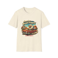 America Road-Trippin' Eagle Driving Vintage Car T-Shirt | Route 66 Graphic