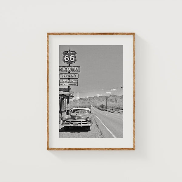 Route 66 Black and White Photo, American Road Trip Wall Art, Instant Download, Vintage Print, Photography Prints, Quality Photo Art Print