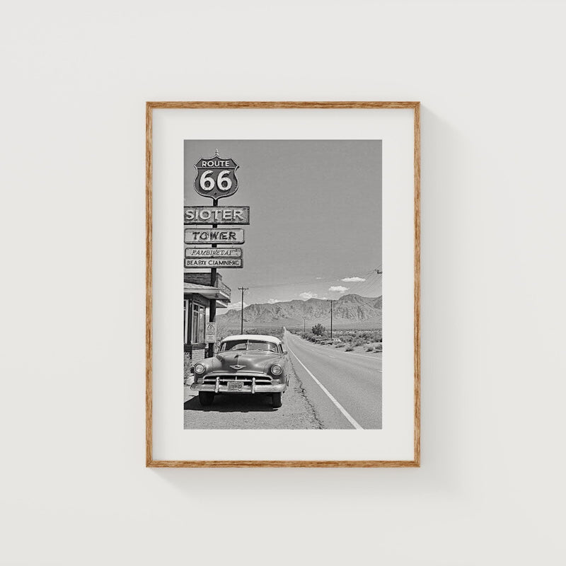 Route 66 Black and White Photo, American Road Trip Wall Art, Instant Download, Vintage Print, Photography Prints, Quality Photo Art Print