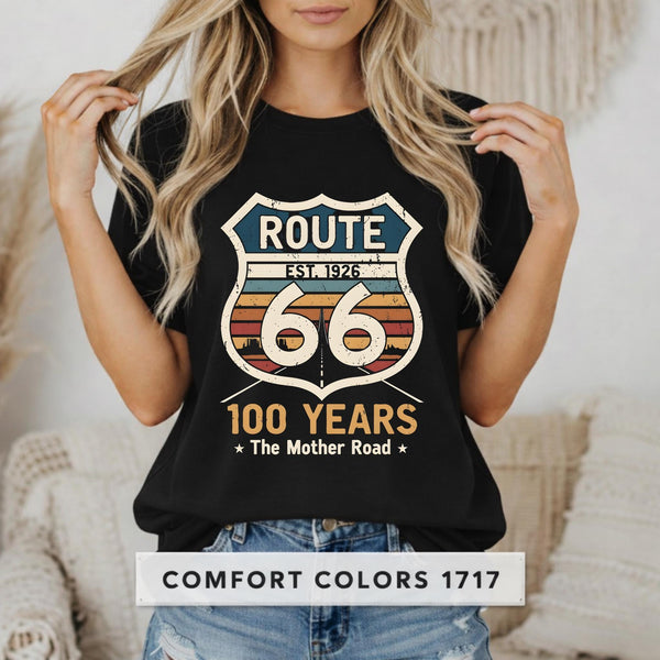 Route 66 100 Years Shirt Route 66 Centennial 1926-2026 Tee Vintage Route 66 Shirt Road Trip Shirt Retro Route 66 Gift For Her