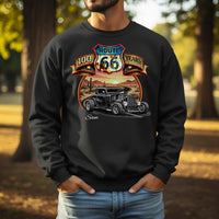 Route 66 Sweatshirt, Personalized Vintage Unisex Car Shirt, Classic Car Highway Art