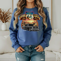 Route 66 Sweatshirt, Personalized Vintage Unisex Car Shirt, Classic Car Highway Art