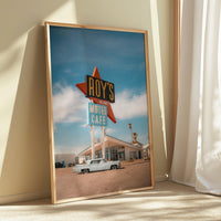Route 66 Wall Art – Retro Motel Print, Vintage Car Photography, California Road Trip Poster, Travel Decor Digital Download