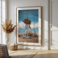 Route 66 Wall Art – Retro Motel Print, Vintage Car Photography, California Road Trip Poster, Travel Decor Digital Download