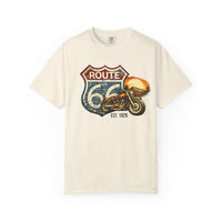 route 66 Motorcycle T-shirt Vintage Highway Shield Sunset Biker Gift 100th Anniversary Vintage Road Sign Tshirt Spirited USA Mother Road