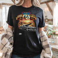 Route 66 Classic Car T-Shirt, Personalized Comfort Color Unisex Anniversary shirt