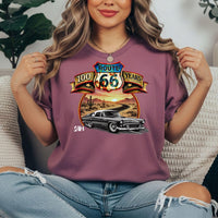 Route 66 Classic Car T-Shirt, Personalized Comfort Color Unisex Anniversary shirt