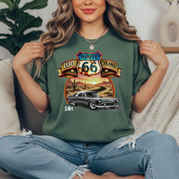 Route 66 Classic Car T-Shirt, Personalized Comfort Color Unisex Anniversary shirt
