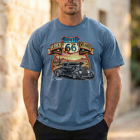 Route 66 Classic Car T-Shirt, Personalized Comfort Color Unisex Anniversary shirt