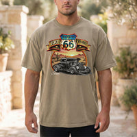 Route 66 Classic Car T-Shirt, Personalized Comfort Color Unisex Anniversary shirt