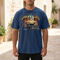 Route 66 Classic Car T-Shirt, Personalized Comfort Color Unisex Anniversary shirt