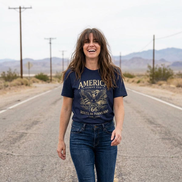 America 250 Shirt Route 66 100 Vintage Patriotic Eagle Tee 1776 2026 USA Retro Distressed Route 66 Shirt Americana Tee