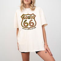 Route 66 floral shirt retro highway graphic tee vintage americana shirt road trip shirt women route 66 aesthetic comfort colors 1717