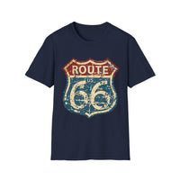 Vintage Route 66 Distressed T Shirt, Retro Road Trip Tee, Unisex Americana Graphic Shirt, Historic Highway Travel Gift, Black Vintage Tee