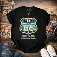 Route 66 Centennial tee 100 Vintage Retro Teal Sunset Desert Cactus Graphic Mens Road Trip T-Shirt 1926 2026 Route 66 Shirts